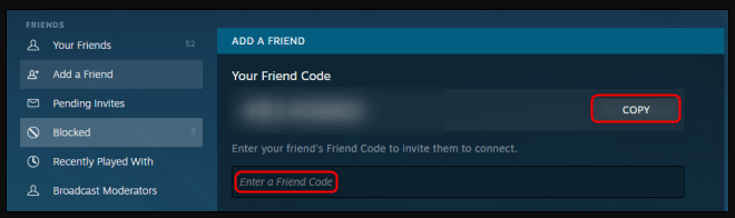 Steam Friend Code