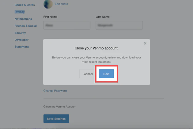 how to delete Venmo account