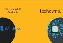 Featured Image for article PC Turning Off Randomly with techowns logo and artwork