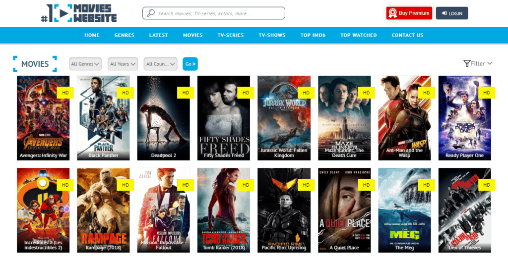 1Movies home page