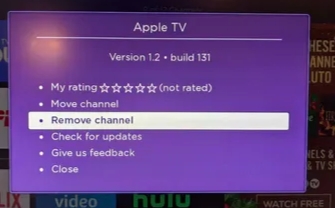 Apple TV Not Working on Roku- Click Remove Channel