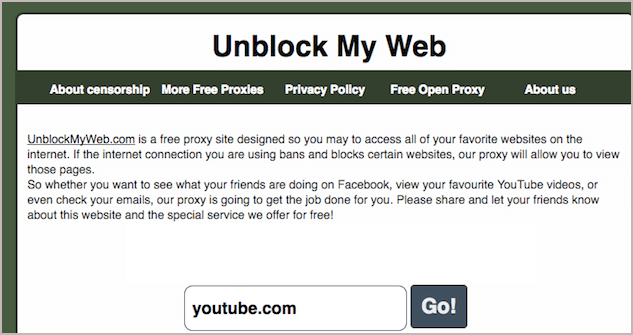 Unblock my Web proxy site