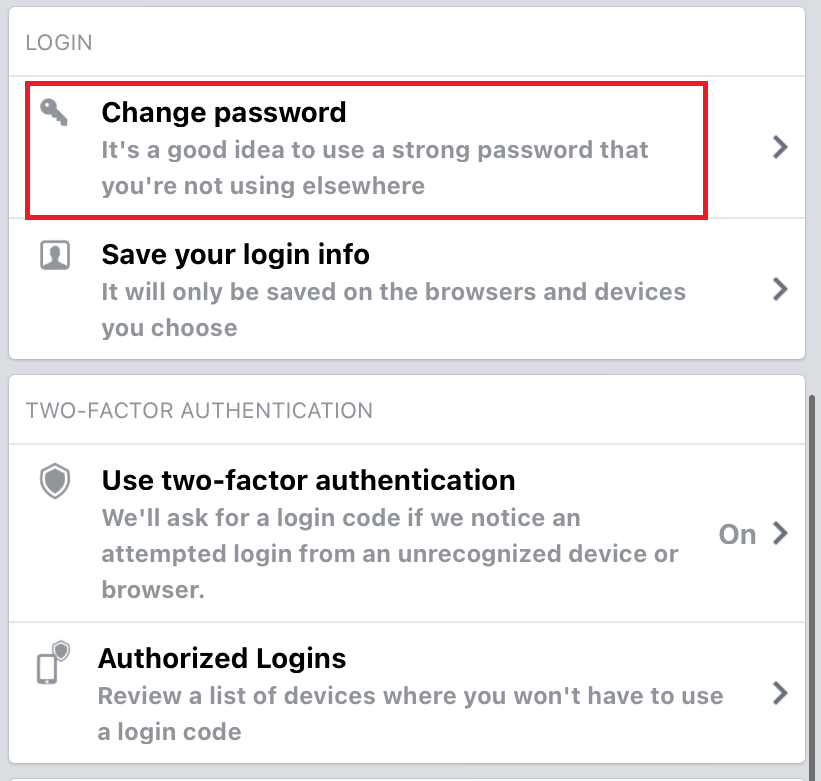 Change password on messenger (iPhone)