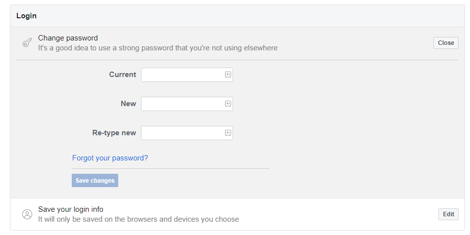 Change password on messenger (web version)