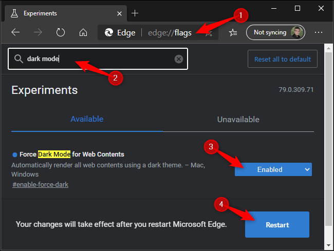 How to Force a Dark Theme on All Websites in Edge