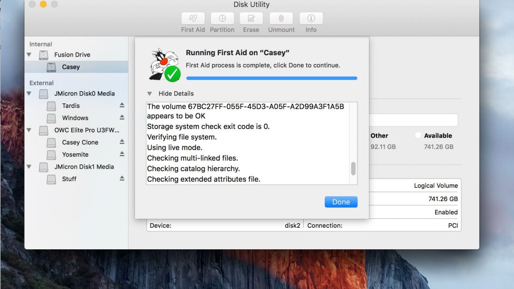 First Aid option in the Disk Utility - Error Code 43 Mac