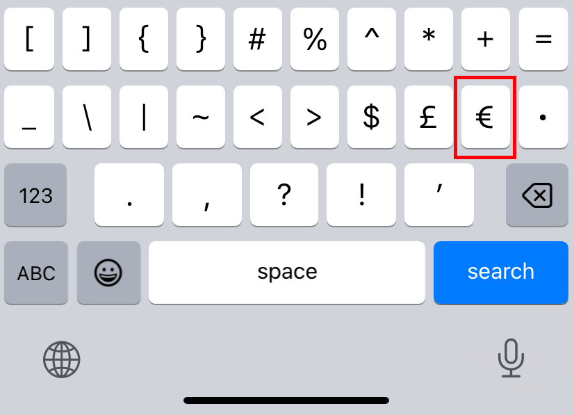 Euro Symbol on iPhone Keyboard