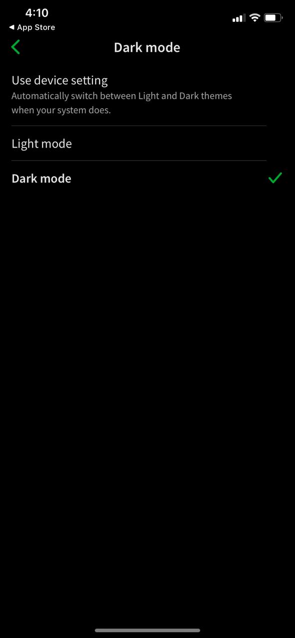Dark mode on Evernote