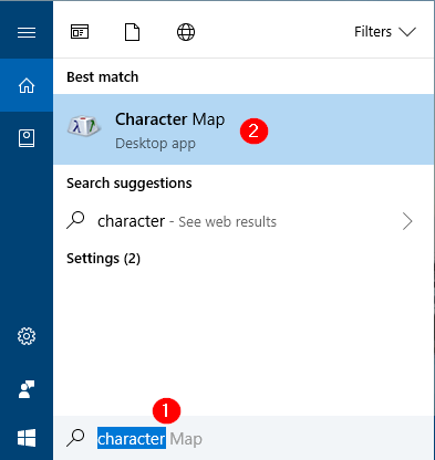 Character Map - Exponent Symbol on Keyboard 