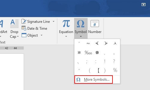 More Symbols option - Exponent Symbol on Keyboard 