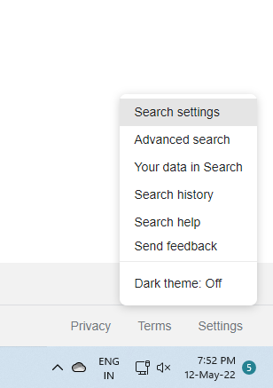 Google Search Dark Mode