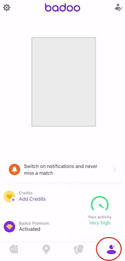 How to Delete Badoo Account- click profile icon