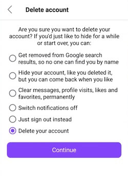 click “Delete your account” 
