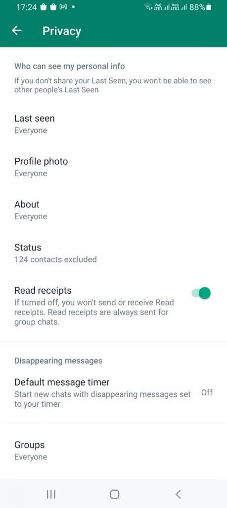 WhatsApp Privacy features