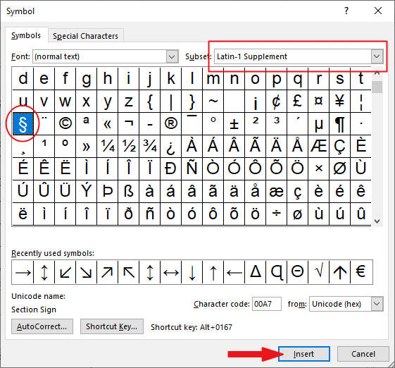 More symbols option in MS office