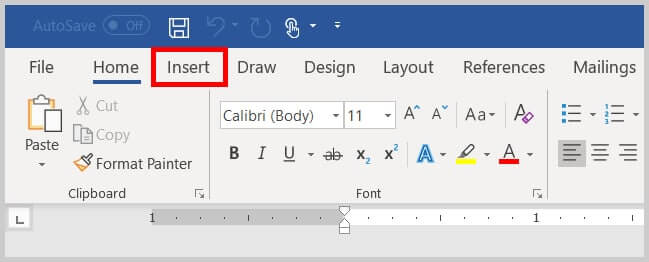 Microsoft Word Insert Option