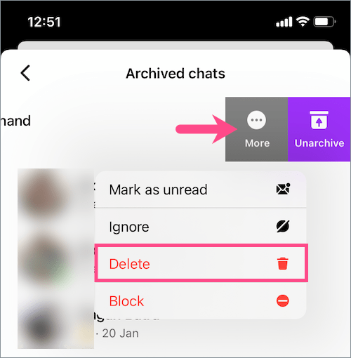 delete Archived Chats on Messenger