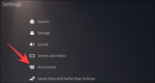 Settings and Accessories Tab on PS5 