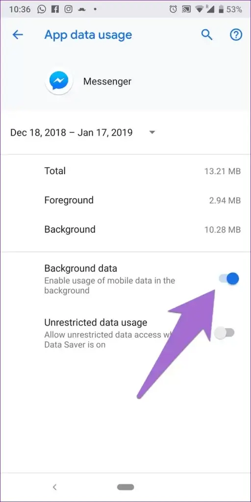 Enable background data