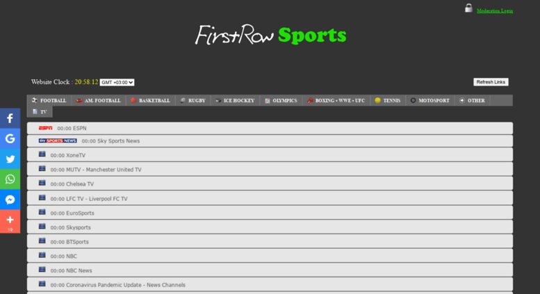 Firstrowsports homepage
