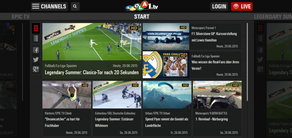 laola.tv homepage