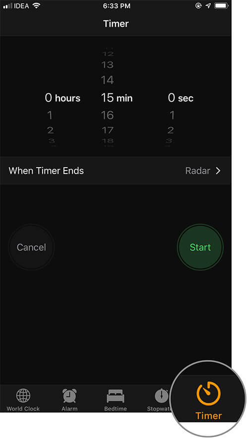 Timer option on clock