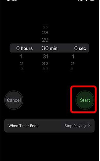 Start option on timer - Set Apple Music Sleep Timer