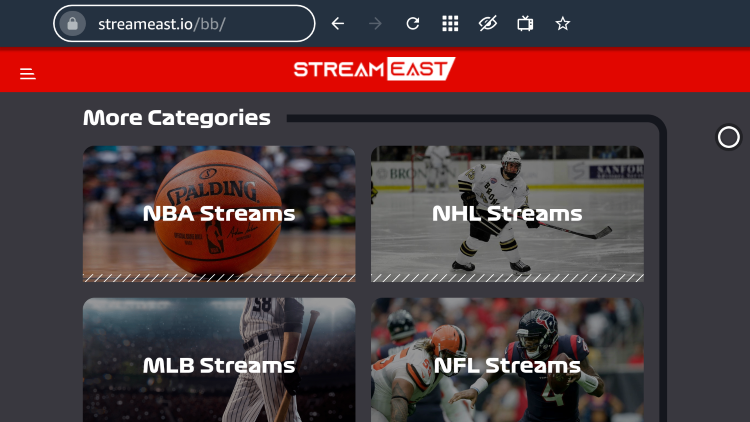 StreamEast home page