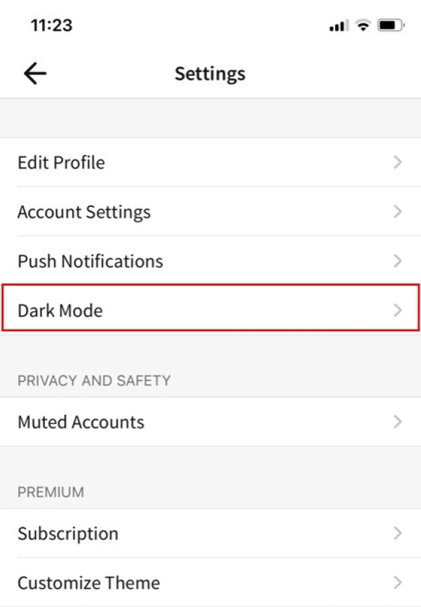 Wattpad Dark mode option