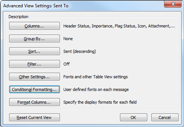 Advanced View Settings box