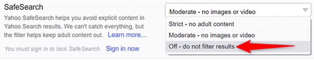 how to turn off SafeSearch