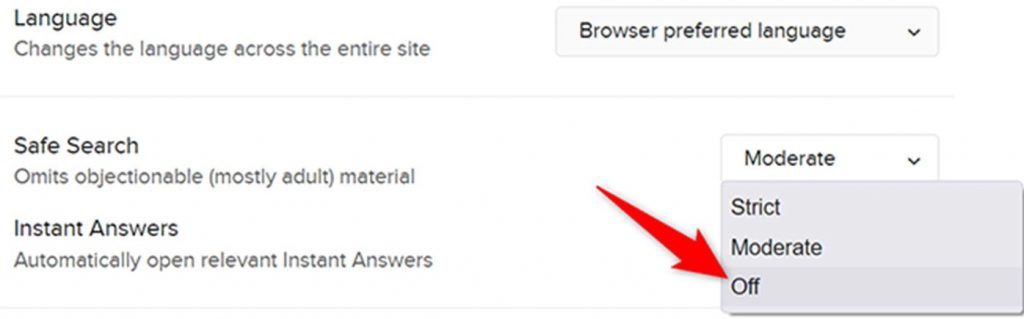 how to turn off SafeSearch