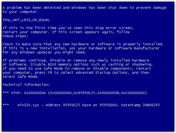 Blue Screen of Death Screensaver