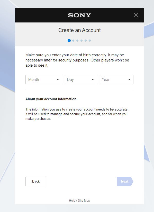 Create PSN Account on Sony website