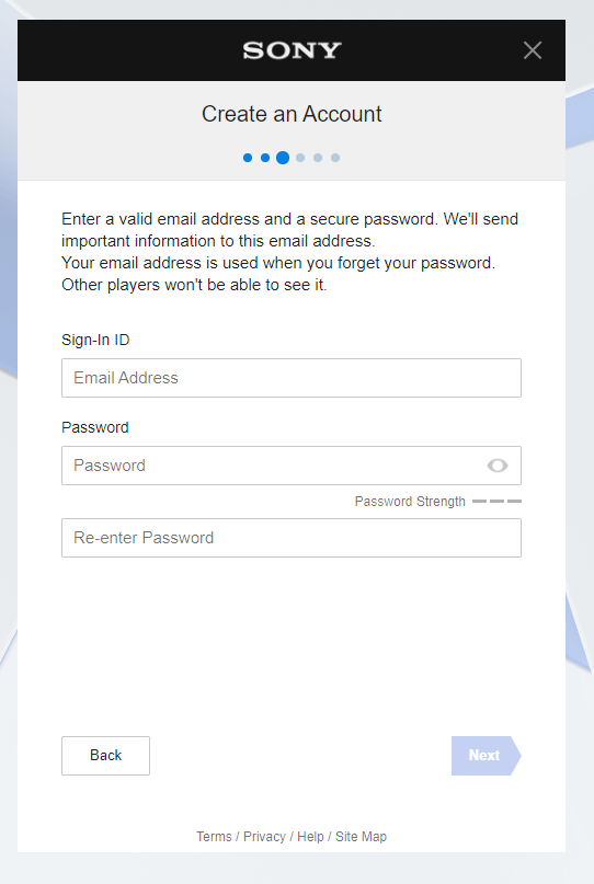 Email ID and password to Create PSN Account