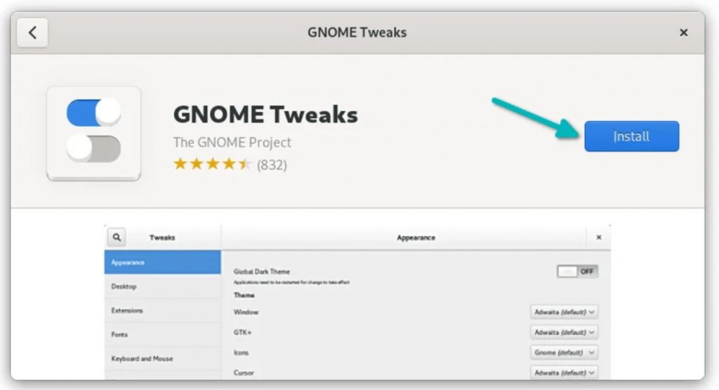 Install GNOME tweaks