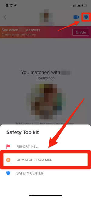 Unmatch using Safety toolkit tab - How To Block Someone On Tinder