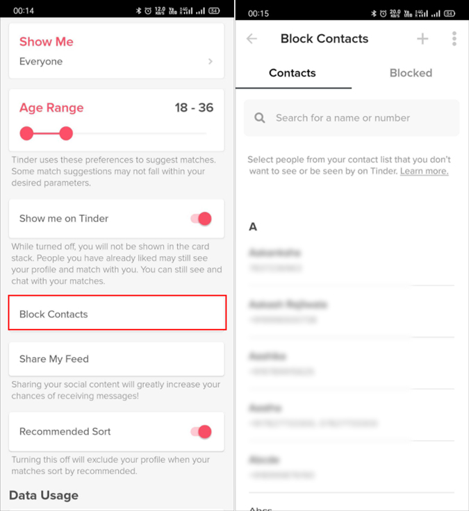 Block contacts option on Tinder - How To Block Someone On Tinder
