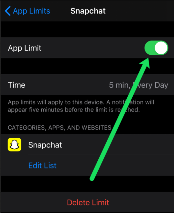 App limit option