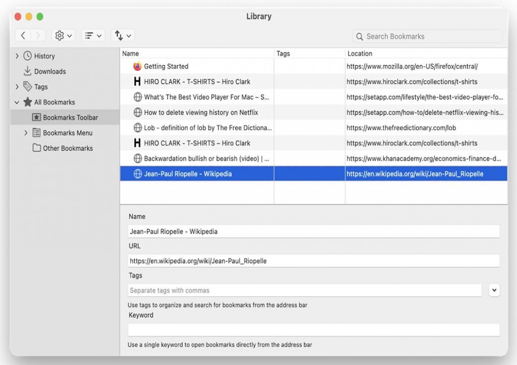 Delete Bookmarks on Mac Firefox