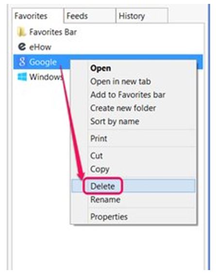 Delete Bookmarks on Internet Explorer