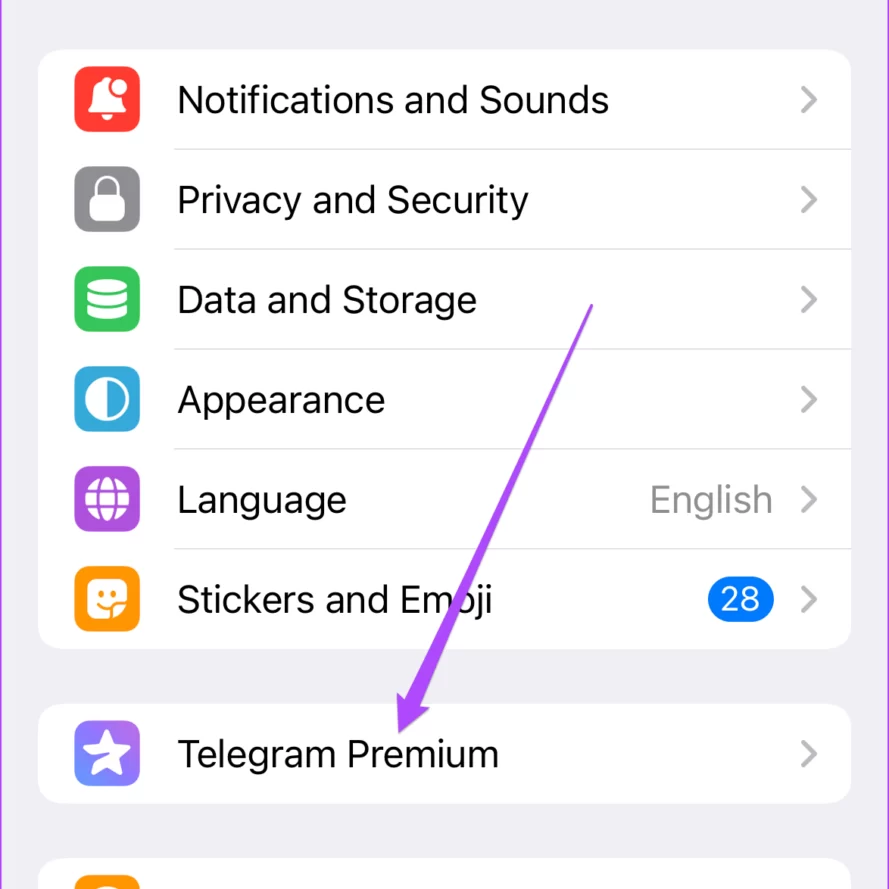 Telegram Premium in Settings