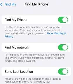 Enable Find My iPhone