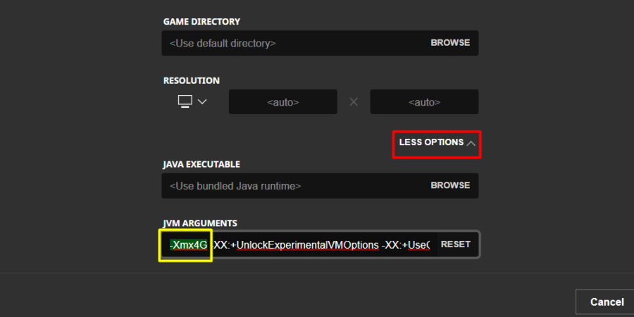 Changing JVM Arguments in Minecraft 