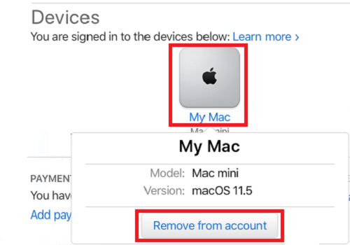 Remove Mac from Apple ID