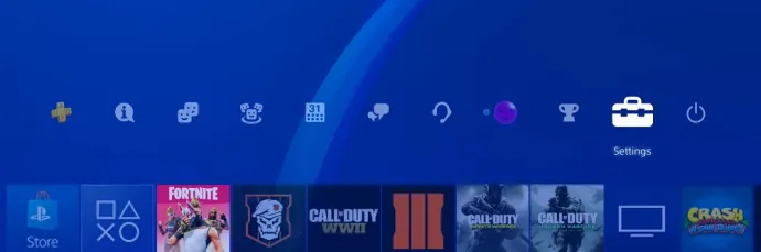 Settings option in PS4