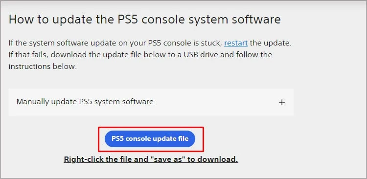 Download PlayStation 5 console update file