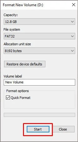 FAT32 reset the USB drive