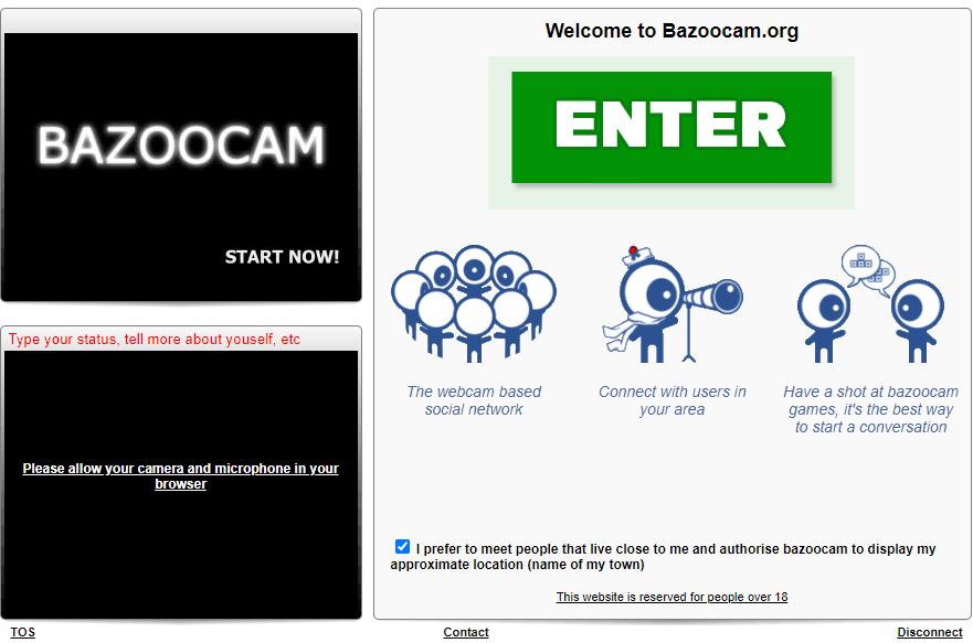 Bazoocam home page