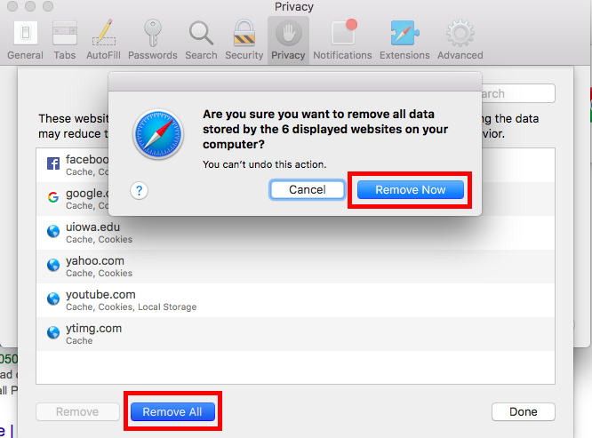 remove all option on Mac